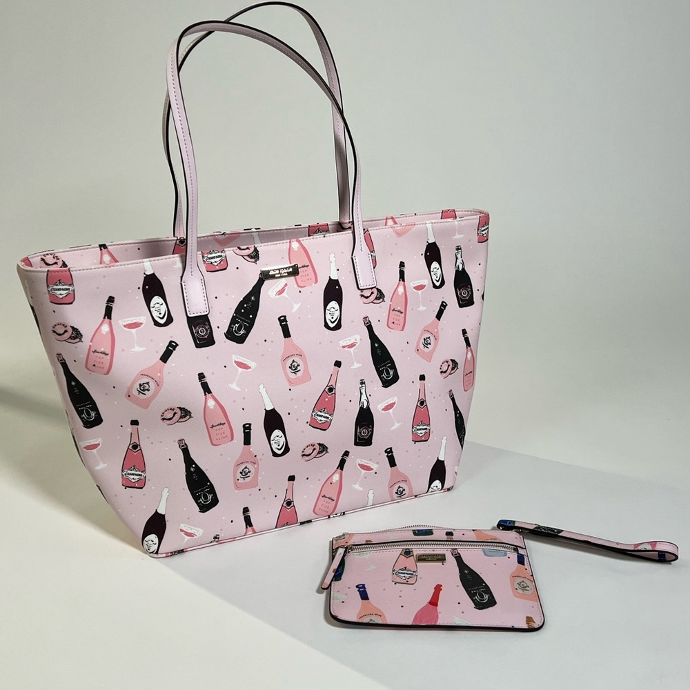 The cutest champagne tote and wristlet!